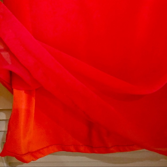 Coral Dress Sheer Short Sleeves Back Cut-Out - Picture 5 of 8